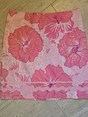 Lilly Pulitzer Vintage Pink Floral Design Print Skirt